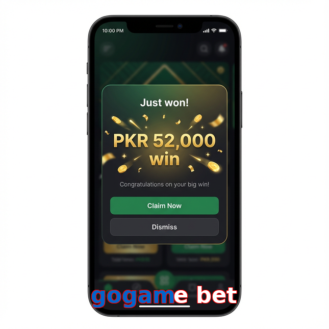Main screen of Gogame Bet win page for PK players